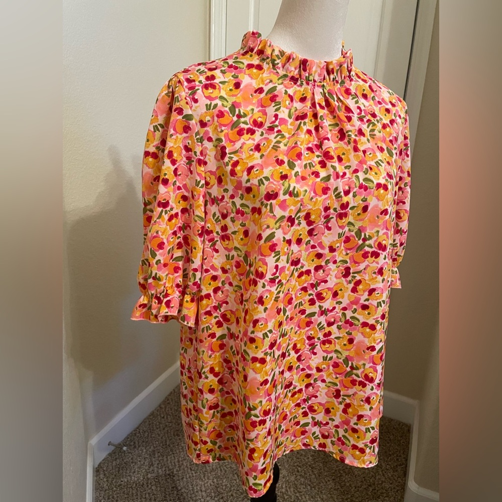 Floral Ruffle Neck Blouse - Picture 4 of 6